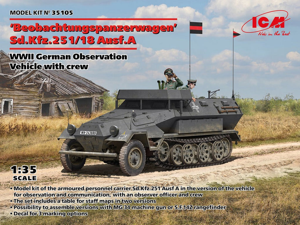 ICM (1/35) ‘Beobachtungspanzerwagen’ Sd.Kfz.251/18 Ausf.A WWII German Observation Vehicle with crew