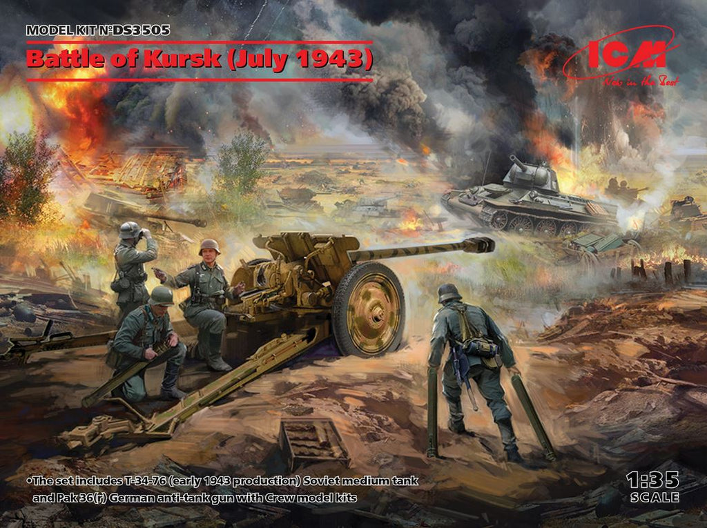 ICM (1/35) Battle of Kursk (July 1943) (T-34-76 (early 1943), Pak 36(r ) with Crew (4 figures))