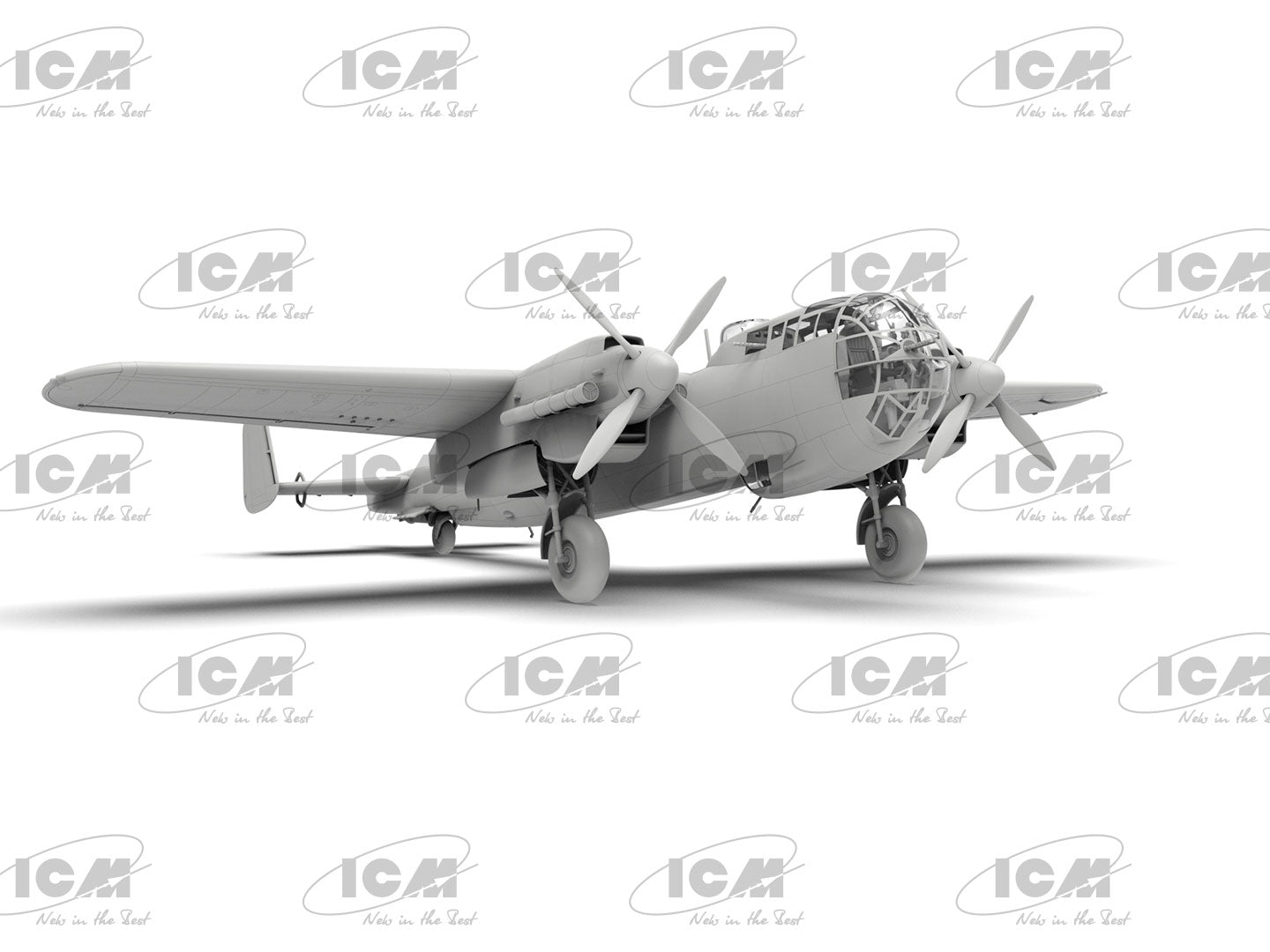 Vista frontal de la maqueta del bombardero alemán Do 217M1 en escala 1:48 de ICM referencia 48274