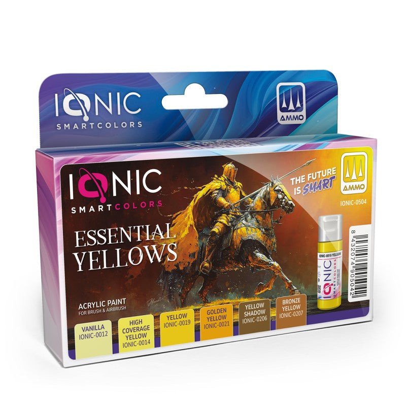 Set de pinturas de colores amarillos para figuras de la serie IONIC de Ammo con referencia 0504