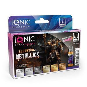 Set de pinturas de colores metálicos para figuras de la serie IONIC de Ammo con referencia 0511