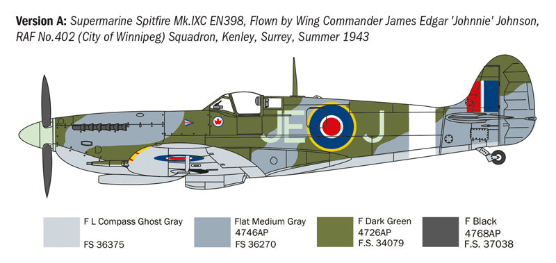 Decoración 1 de la maqueta del caza Spitfire Mk.V o Mk.IX en escala 1:72 de Italeri referencia 1482