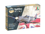 Portada de la caja de la maqueta del caza Spitfire Mk.V o Mk.IX en escala 1:72 de Italeri referencia 1482