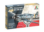 Portada de la caja de la maqueta del caza alemán Bf-109 G-6 en escala 1:72 de Italeri referencia 1483