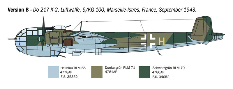 Decoración 2 de la maqueta del bombardero alemán Dornier Do 217 K1/K2 en escala 1:72 de Italeri referencia 1488