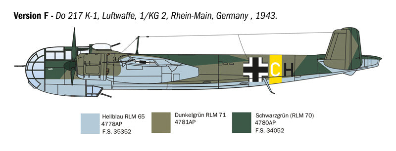 Decoración 6 de la maqueta del bombardero alemán Dornier Do 217 K1/K2 en escala 1:72 de Italeri referencia 1488