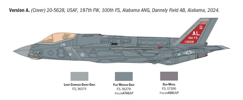 Decoración 1 de la maqueta del caza F-35A en escala 1:48 de Italeri referencia 2836