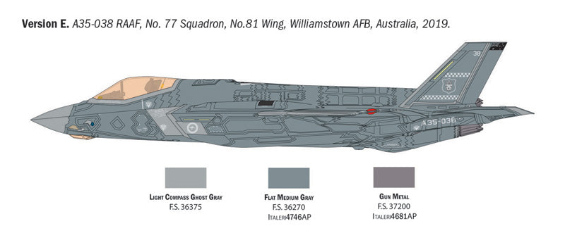Decoración 5 de la maqueta del caza F-35A en escala 1:48 de Italeri referencia 2836