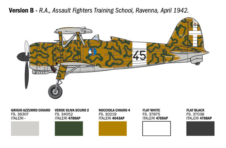 Decoración 2 de la maqueta del caza italiano CR.42 Falco en escala 1:48 de Italeri referencia 2842
