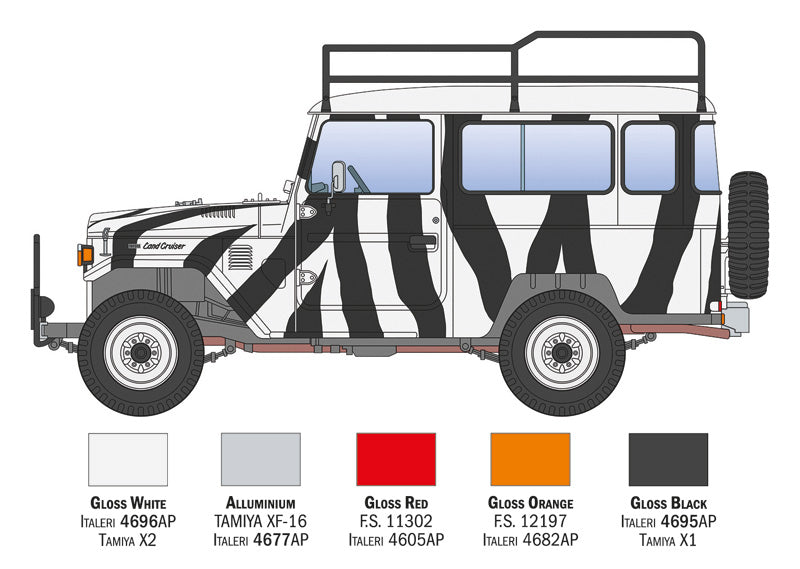 Decoración de la maqueta del coche todoterreno Toyota Landcruiser en escala 1:24 de Italeri referencia 3681