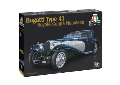 Portada de la caja de la maqueta del Bugatti Tipo 41 Royale Coupé Napoleón en escala 1:24 de Italeri referencia 3705