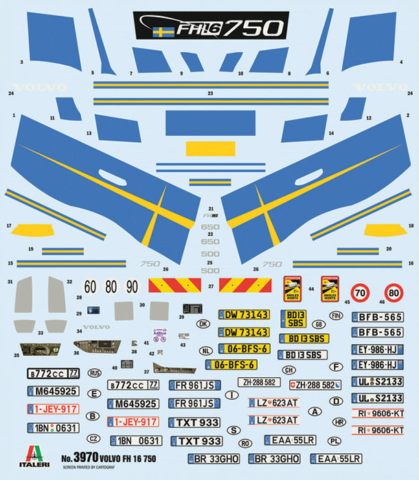 Calcas de la maqueta del camión Volvo FH16 en escala 1:24 de Italeri referencia 3970