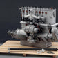 Foto detalle del motor de la maqueta del Bugatti Type 35B de Fórmula 1 de 1928 en escala 1:12 de Italeri referencia 4716