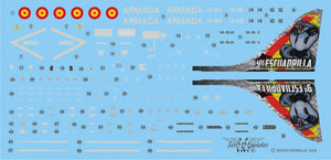 Set de calcas con insignias españolas para las maquetas del avión AV-8B Harrier II Plus de la 9ª Escuadrilla en el Tiger Meet de la OTAN de 2023 en escala 1:48 de Series Españolas con referencia SE4648