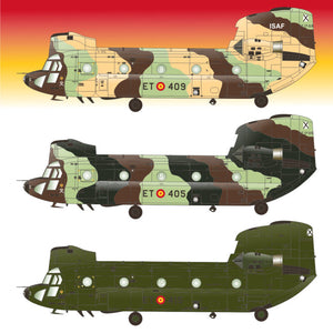 Imagen de insignias españolas para las maquetas del helicóptero CH-47C/D Chinook del BHELTRA V en escala 1:72 de Series Españolas con referencia SE3072