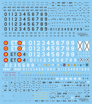 Set de calcas con insignias españolas para las maquetas del helicóptero CH-47C/D Chinook del BHELTRA V en escala 1:48 de Series Españolas con referencia SE3048