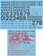 Contenido del set de calcas para hidroavión español Canadair C-215 en escala 1:72 de Series Españolas referencia 1772