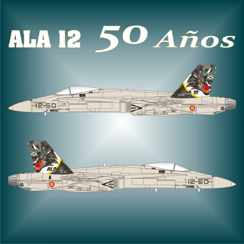 Imagen de insignias españolas para las maquetas del avión EF-18A para el 50 aniversario del Ala 12 en escala 1:48 de Series Españolas con referencia SE2948