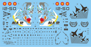 Set de calcas con insignias españolas para las maquetas del avión EF-18A para el 50 aniversario del Ala 12 en escala 1:72 de Series Españolas con referencia SE2972