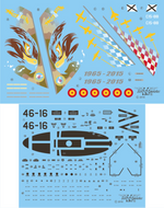 Set de calcas con insignias españolas para las maquetas del avión EF-18A para el 50 aniversario del Ala 46 en escala 1:48 de Series Españolas con referencia SE3448