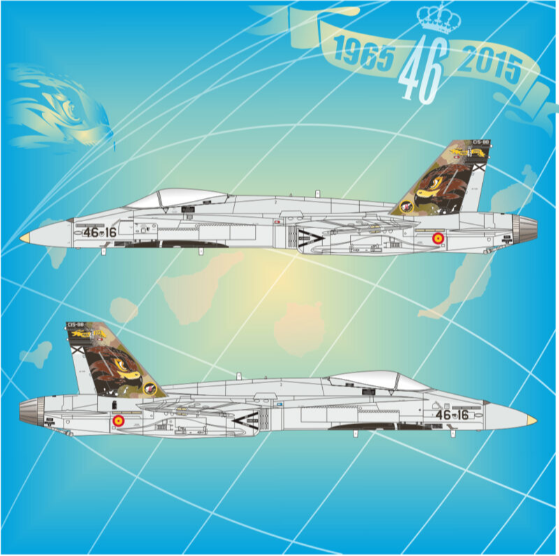 Imagen de insignias españolas para las maquetas del avión EF-18A para el 50 aniversario del Ala46 en escala 1:48 de Series Españolas con referencia SE3448