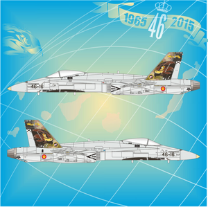 Imagen de insignias españolas para las maquetas del avión EF-18A para el 50 aniversario del Ala46 en escala 1:48 de Series Españolas con referencia SE3448