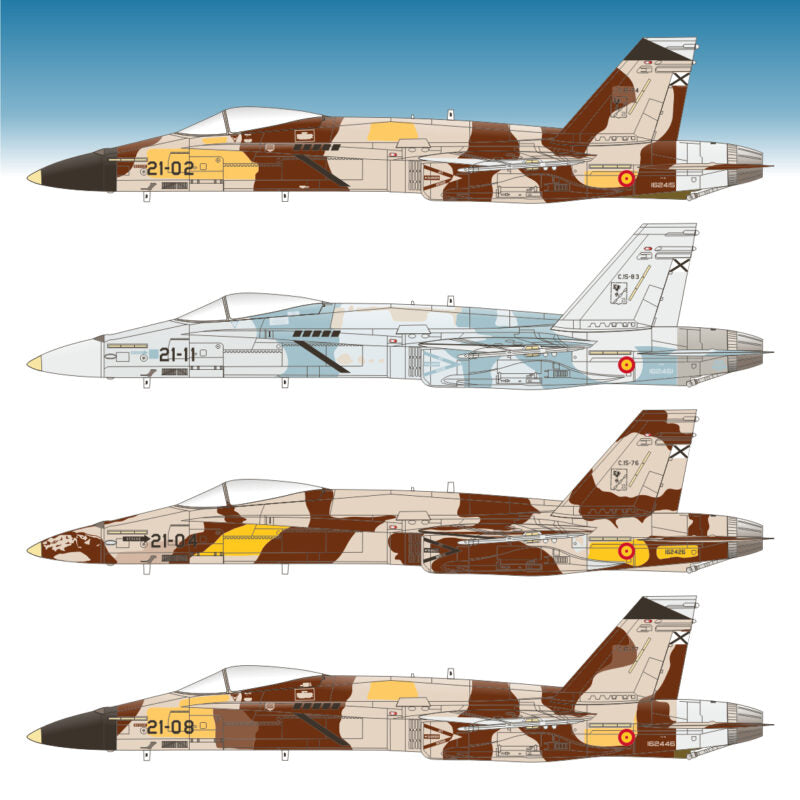 Decoraciones del juego de calcas para F-18 españoles en versión aggressors en escala 1:72 de Series Españolas referencia 1072