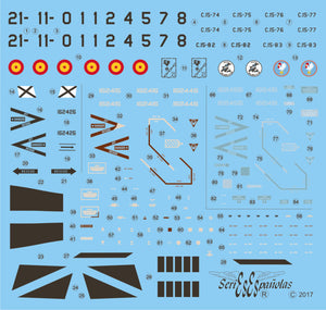 Juego de calcas para F-18 españoles en versión aggressors en escala 1:72 de Series Españolas referencia 1072