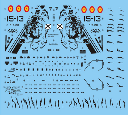 Set de calcas con insignias españolas para las maquetas del avión EF-18A en el Tiger Meet de la OTAN de 2007 en escala 1:72 de Series Españolas con referencia SE2872