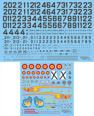 Set de calcas con insignias españolas para las maquetas del avión F-5 en escala 1:48 de Series Españolas con referencia SE2148