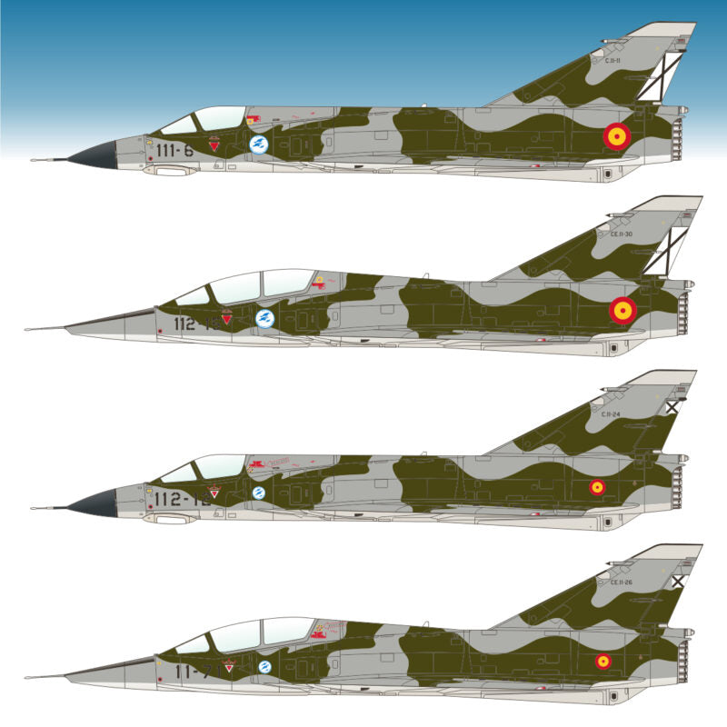 Instrucciones de las calcas para los Mirage III EE y DE españoles en escala 1:72 de Series Españolas referencia 472