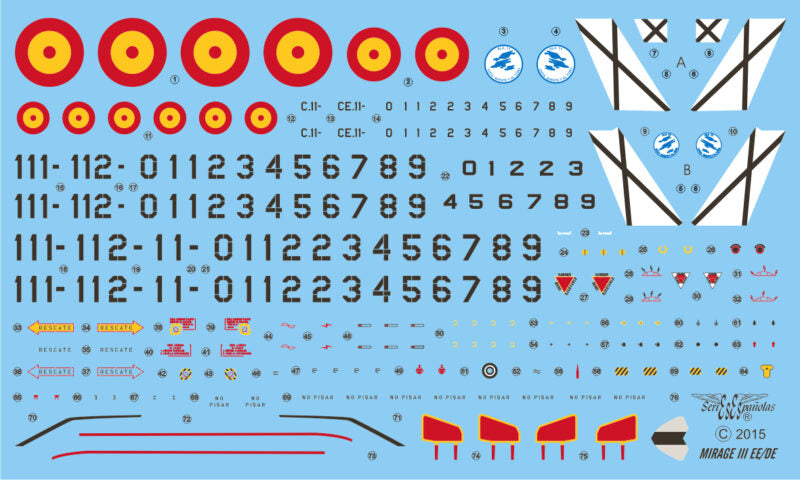 Calcas para los Mirage III EE y DE españoles en escala 1:48 de Series Españolas referencia 448