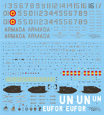 Set de calcas con insignias españolas  para las maquetas del helicóptero SH-3D/H Sea King de la 5ª Escuadrilla de la Armada en escala 1:48 de Series Españolas con referencia SE3148