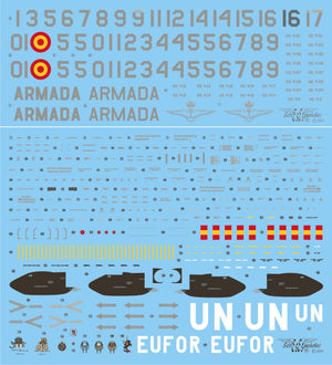 Set de calcas con insignias españolas  para las maquetas del helicóptero SH-3D/H Sea King de la 5ª Escuadrilla de la Armada en escala 1:48 de Series Españolas con referencia SE3148
