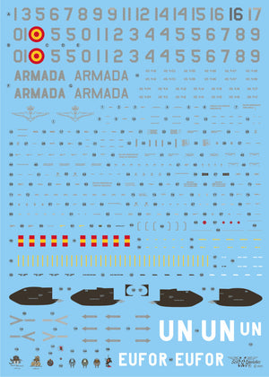 Set de calcas con insignias españolas  para las maquetas del helicóptero SH-3D/H Sea King de la 5ª Escuadrilla de la Armada en escala 1:72 de Series Españolas con referencia SE3172
