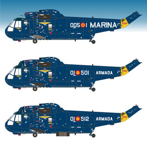 Set de calcas con insignias españolas  para las maquetas del helicóptero SH-3D/H Sea King ASW de la 5ª Escuadrilla de la Armada en escala 1:72 de Series Españolas con referencia SE3172