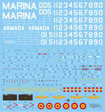 Set de calcas con insignias españolas  para las maquetas del helicóptero SH-3D/H Sea King ASW de la 5ª Escuadrilla de la Armada en escala 1:48 de Series Españolas con referencia SE3148