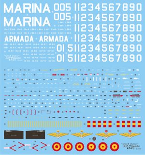 Set de calcas con insignias españolas  para las maquetas del helicóptero SH-3D/H Sea King ASW de la 5ª Escuadrilla de la Armada en escala 1:48 de Series Españolas con referencia SE3148
