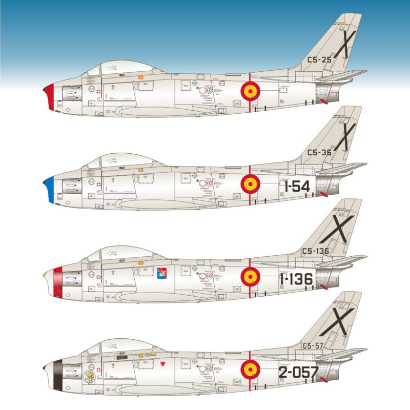 Decoraciones incluidas en el set de calcas para F-86 F Sabre de los escuadrones españoles en escala 1:48 de Series Espñolas referecnia 648