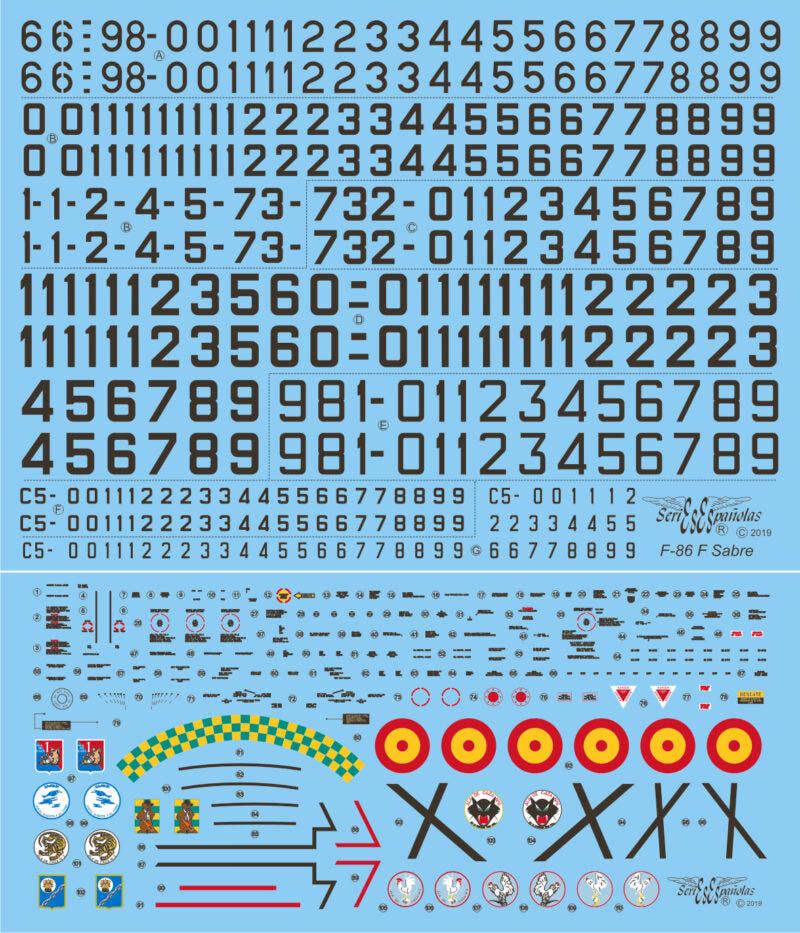 Calcas para F-86 F Sabre de los escuadrones españoles en escala 1:48 de Series Espñolas referecnia 648