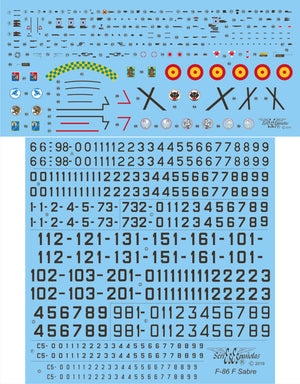 Calcas para F-86 F Sabre de los escuadrones españoles en escala 1:72 de Series Espñolas referecnia 672