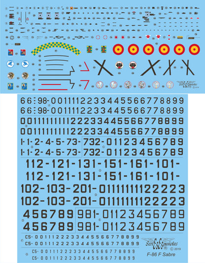 Calcas para F-86 F Sabre de los escuadrones españoles en escala 1:72 de Series Espñolas referecnia 672