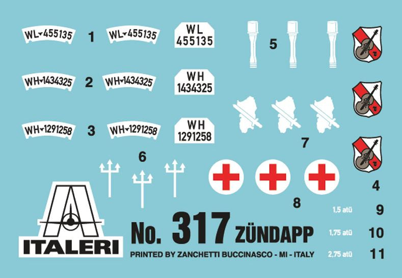 Calcas para la moto alemana Zundapp KS750 con sidecar y 3 figuras ITALERI 317 en escala 1:35