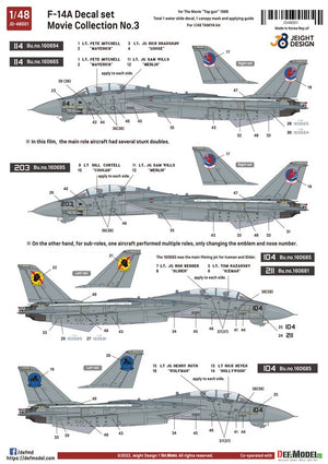 DEF MODEL (1/48) F-14A Tomcat Decal set – Movie Collection No.3