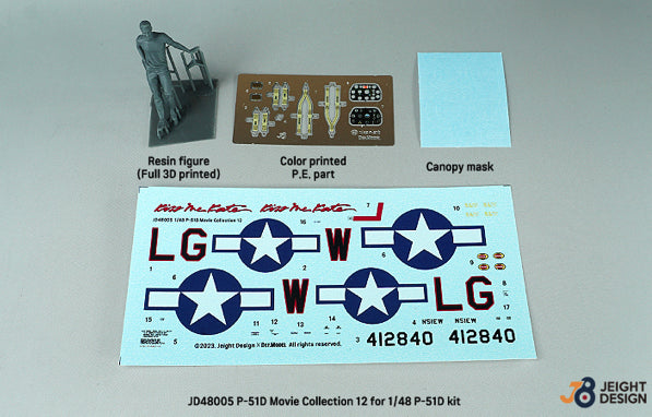 Contenido del set de mejora para caza P-51D Mustang en escala 1/48 de Def Model referencia JD48005