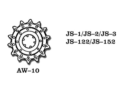 Set de 2 ruedas tensoras para maquetas de tanques soviéticos JS-1, JS-2, JS-3, JS-122, JS-152 en escala 1:35 de Friulmodel referencia AW-11