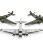 Foto con las tres decoraciones de la maqueta del avión de transporte alemán Junker Ju-52/3m en escala 1:72 de Airfix referencia A08022