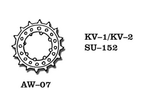 Set de 2 ruedas tensoras para maquetas de tanques alemanes KV-1, KV-2 y Su-152 en escala 1:35 de Friulmodel referencia AW-07