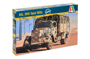 Portada de la caja de la maqueta del camión alemán Opel Blitz en escala 1:72 de Italeri referencia 7014