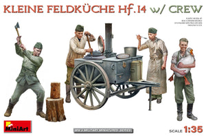 Portada de la caja de cocina de campaña alemana Hf.14 con cocineros en escala 1:35 de Miniart referencia 53011